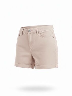 Mavi Women's Beige Rolled Cuff Distressed Jean Shorts